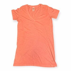 PINK VICTORIA’S SECRET Women’s Orange Short Sleeve V-Neck Tee Size Small